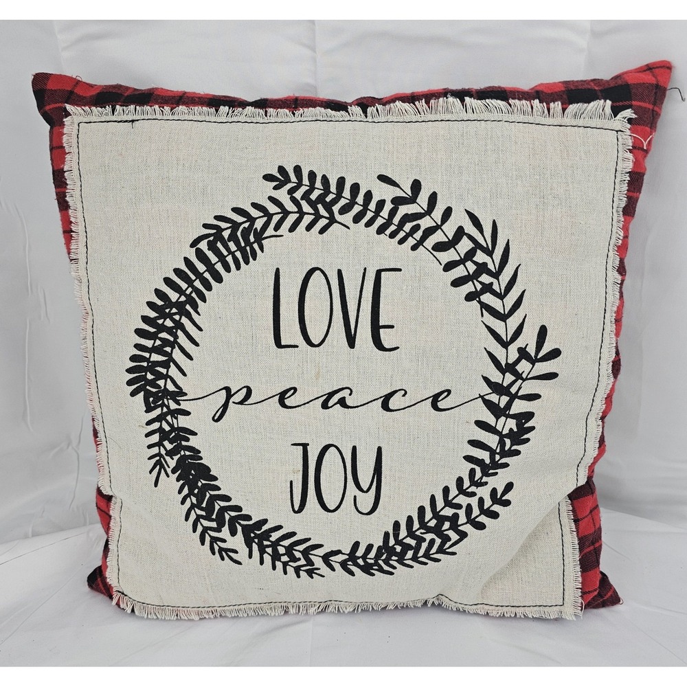 Stratford Home Buffalo‎ Plaid Pillow Love Peace Joy Christmas Holiday Decor